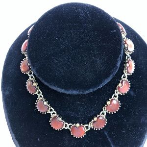 Vintage Coro Amber Brown Lucite Moon Glow Necklace 17” With Extension